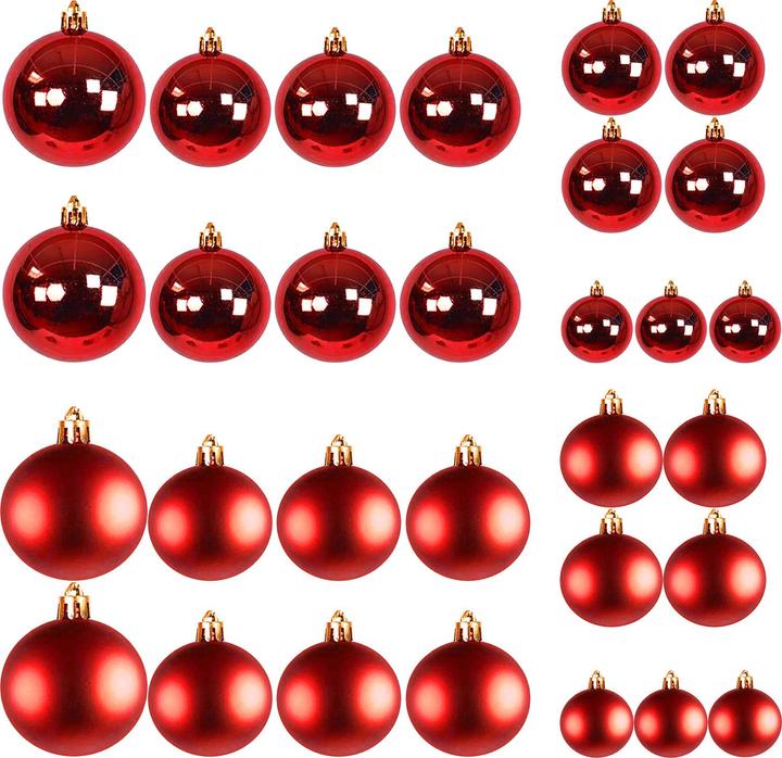 Produktbild Mojawo 30tlg. Christbaumkugeln / Weihnachtskugeln rot Ø 4/5/6/7cm (30x)