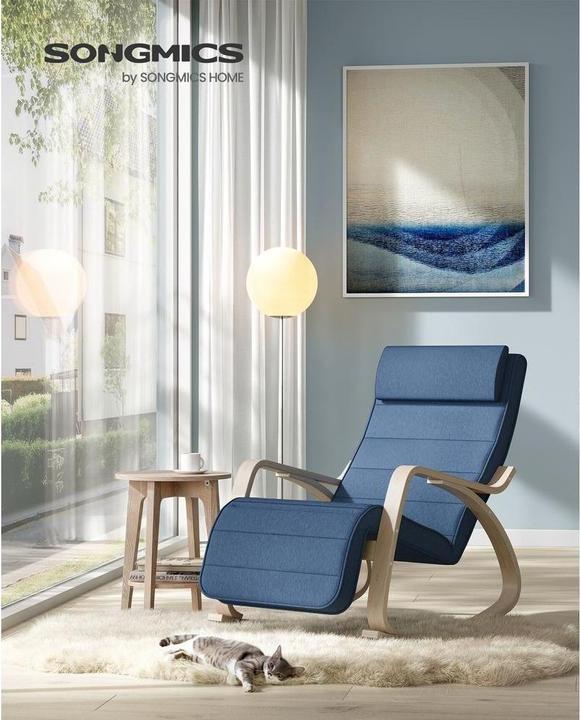 Image du produit Songmics Chaise à bascule bleu marron Tissu