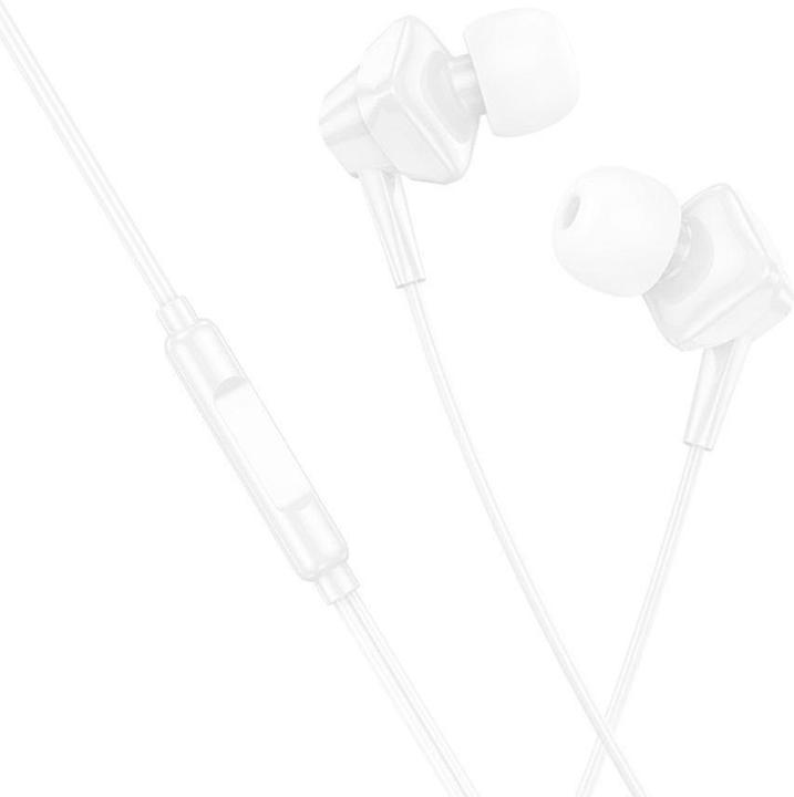 Actual product image Hoco Wired headphones M113 Clear universal digital earphones with microphone iP White (Cable)