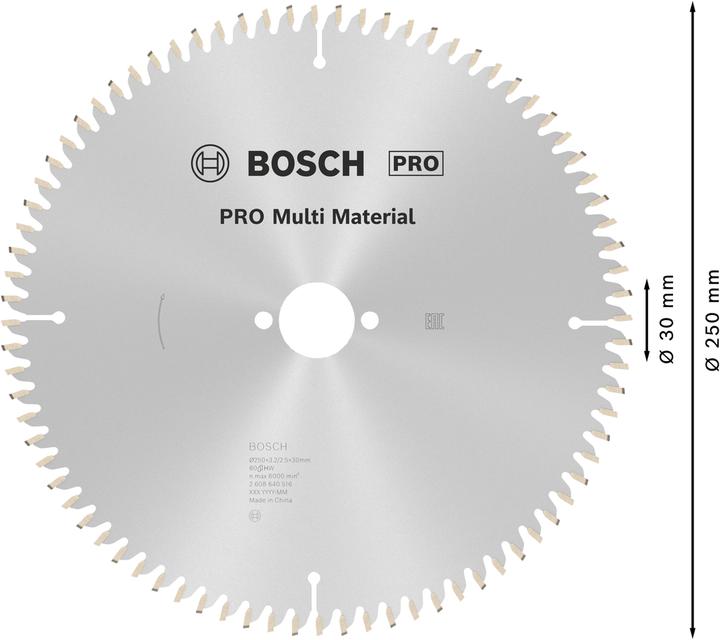 Immagine prodotto Bosch Professional Zubehör Lama circolare PRO Multi Material, 250 x 3,2 x 30 mm