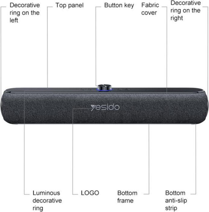 Actual product image Yesido - Wireless Speaker (YSW42) - Bluetooth 5.3, Type-C, TF, 2000mAh, 20W - Black