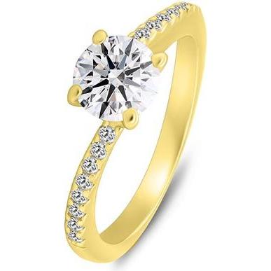 Brilio, Ring, Silver - Gold plated engagement ring with clear zircons RI138Y - Circuit: 56 mm, (56)