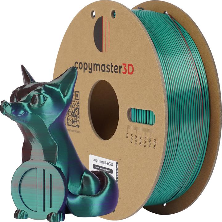 Productafbeelding Copymaster3D Tri-Silk Filament for 3D Printer, 1.75 mm, Green/Purple/Copper (PLA, 1.75 mm, 1248 g, Veelkleurig)