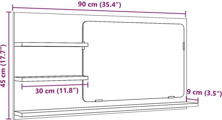 Produktbild vidaXL Badspiegel (90 x 11 x 45 cm)