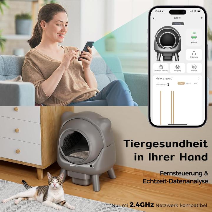 Produktbild AmiCura Cura X1 Katzentoilette Selbstreinigende Katzenklo Geruchsfreie,Anti-Pinch,60L,App-Steuerung (Selbstreinigendes Katzenklo)