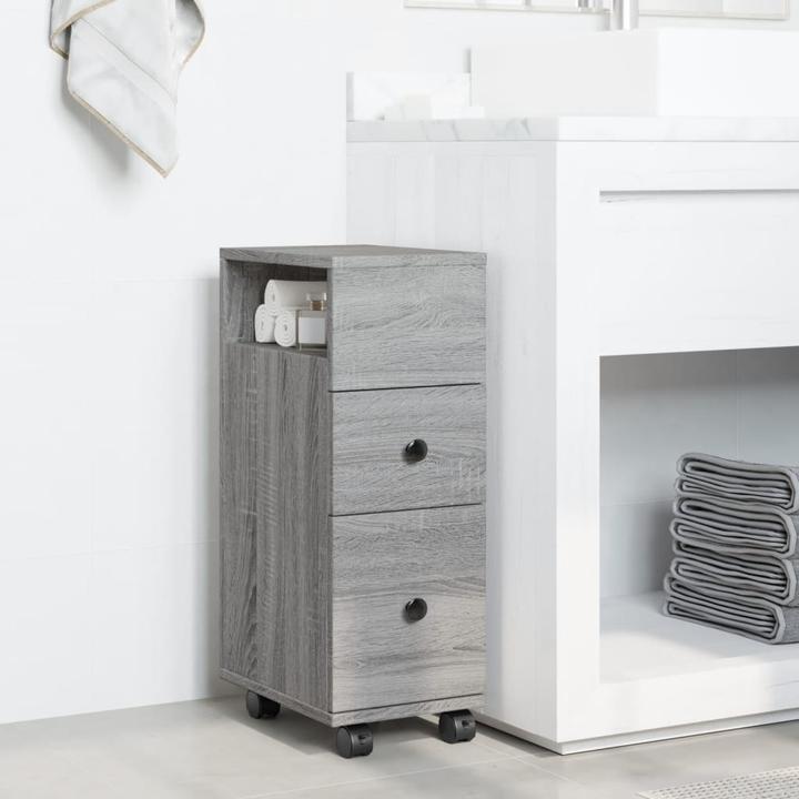 Actual product image vidaXL Narrow bathroom cabinet with castors