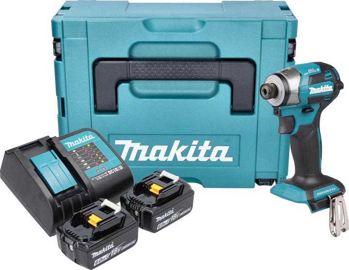 Actual product image Makita DTD 173 SGJ Akku Schlagschrauber 18 V 180 Nm 1/4“ Brushless + 2x Akku 6,0 Ah + Ladegerät +
