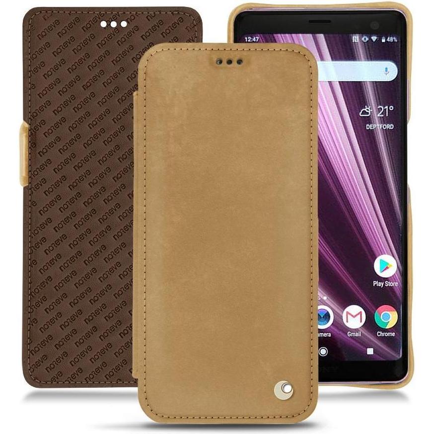 Noreve Lederschutzhülle horizontal (Sony Xperia XZ3), Smartphone Hülle, Braun