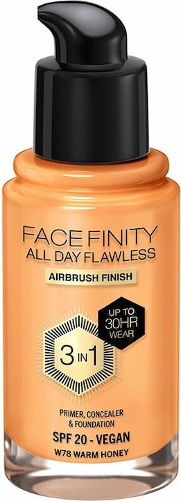 Produktbild Max Factor Facefinity All Day Flawless 3 In 1 Foundation W78-Warm Honey 30ml (W78 Warm Honey)