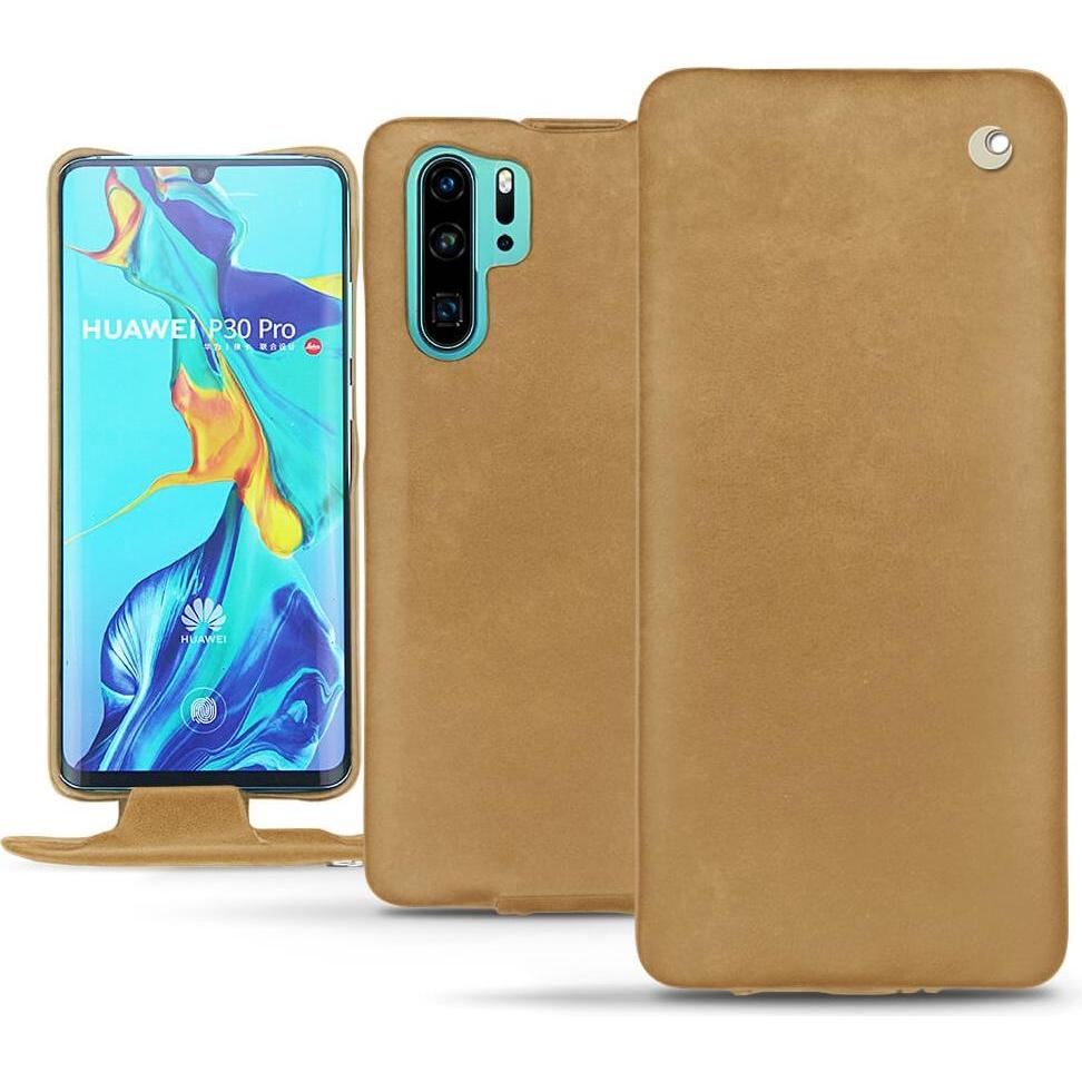 Noreve Lederschutzhülle vertikal (Huawei P30 Pro), Smartphone Hülle, Braun