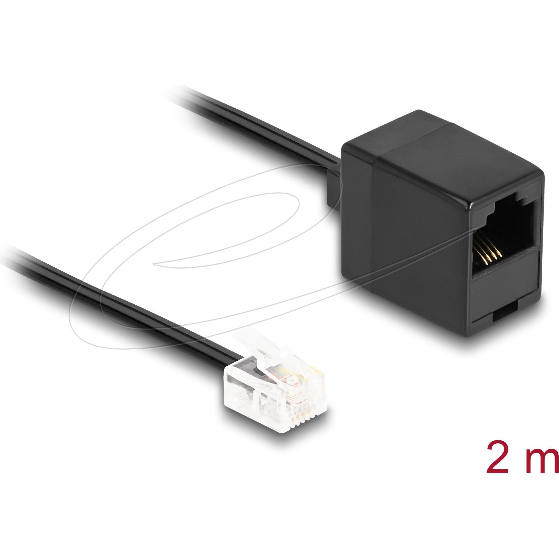 Delock Cavo telefonico da spina RJ11 a presa RJ45 nero 2 m, Accessori per telefoni