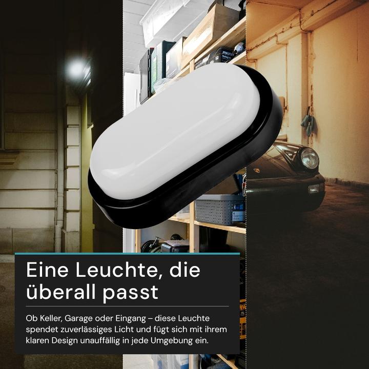Image du produit Luxula LED-Kellerleuchte, 12W, EEK: F, 1080lm, CCT, IP54, schwarz (1080 lm)