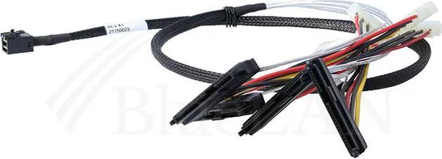 Actual product image BlueLAN internal MiniSAS Hybrid cable SFF-8643/4x SFF-8482 with power cable 50cm (50 cm)