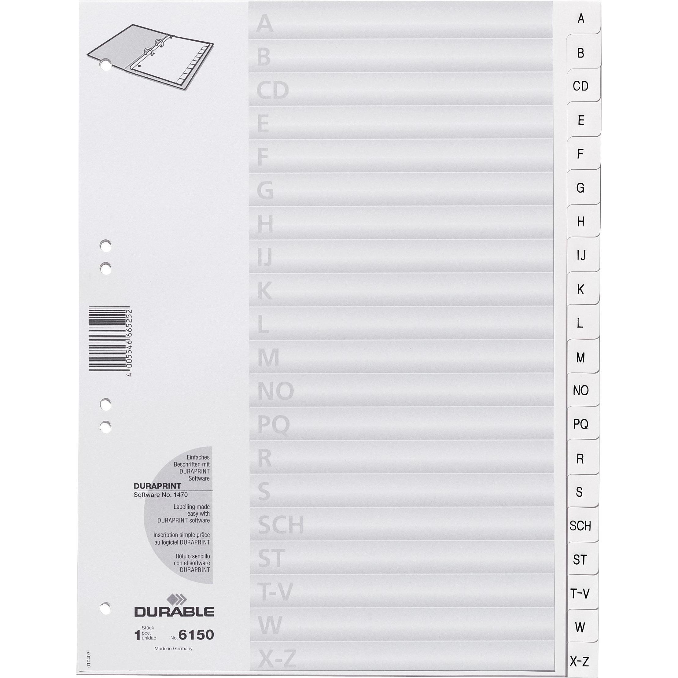 Durable, Ordner Zubehör, Register A4 A-Z 20-tlg. weiss