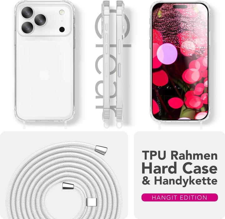 Produktbild Nalia Cover "Hangit" - Klare Hülle mit Band zum Umhängen, 160cm Handy Kette - Wearable Phone Case
