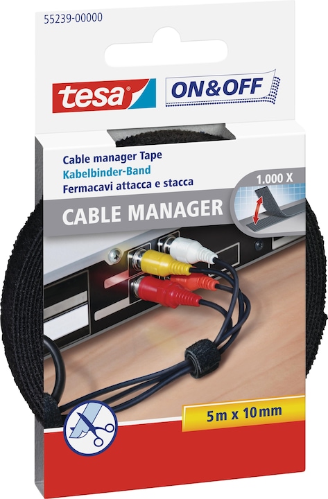 tesa On &amp Off Cable Manager (Serre-câbles velcro, 5000 mm, 1 pcs)