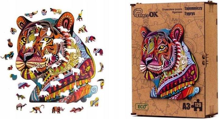 Produktbild PuzzleOk Holzpuzzle EKO 73 Mysteriöser Tiger A4 PuzA4-00712 (73 Teile)