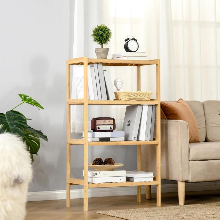 Homcom Standregal Bcherregal Bambus Natur 62x33x112cm