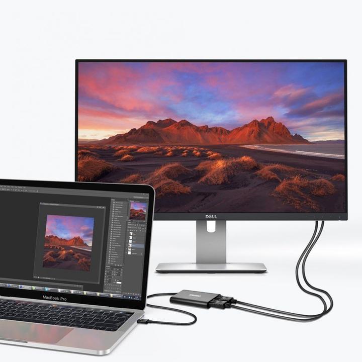 Image du produit Choetech Adaptateur de prise USB Type-C Thunderbolt 3 (40Gbps) vers 2 x DisplayPort 4K 60Hz Noir (USB-C, 8.50 cm)