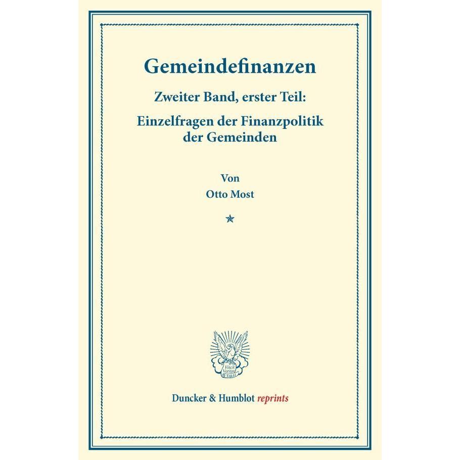Gemeindefinanzen., Fachbücher von Otto Most