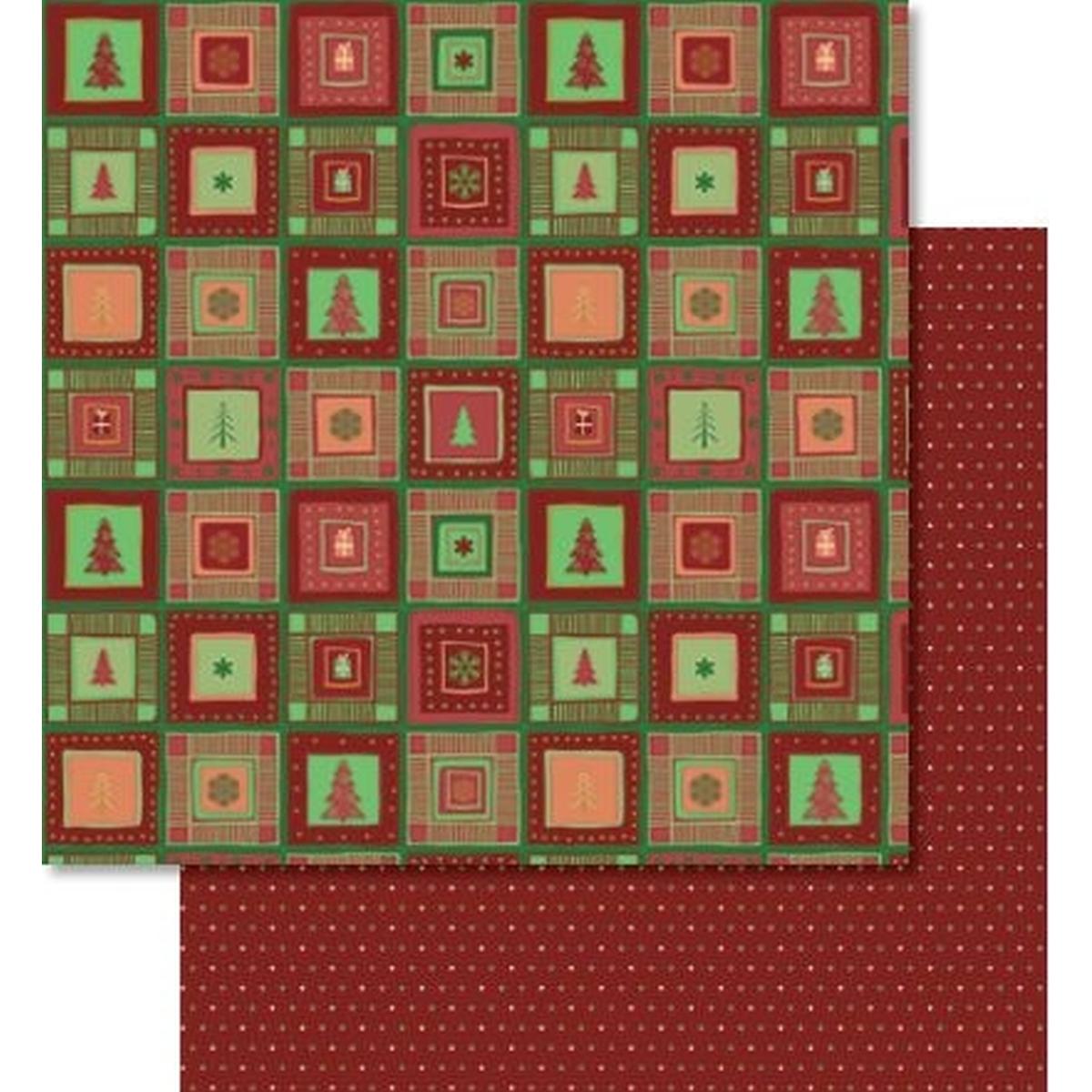 Ursus, Bastelpapier, Scrapbook Paper Winterzauber rot/grün 12x12 Zoll VE=5 Blatt (5 x)
