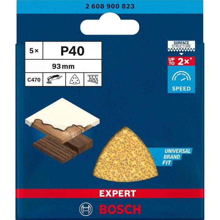 Actual product image Bosch Professional Zubehör Expert C470 Sanding Paper for Delta Sander, 93 mm, G 40, 5 pcs. (40)