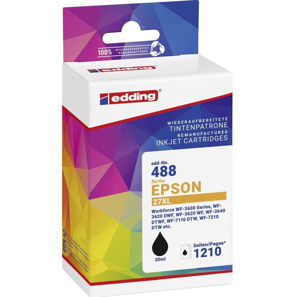 Edding, Druckerpatrone, EDD-488 schwarz Druckerpatrone kompatibel zu EPSON 27XL / T2711XL