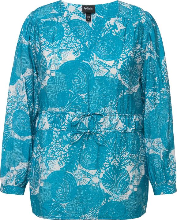 Produktbild Ulla Popken Bluse, maritimer Druck, V-Ausschnitt, Halbarm (54)