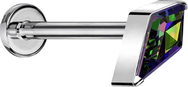 Produktbild Star Piercing Micro Threadless Labret silber Diamant silber mit Kristall dunkel multicolor (ohne Messing, Titan)