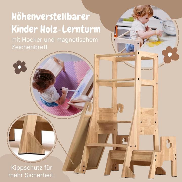 Hermex Kinder Holz-Lernturm mit Hocker und Zeichenbrett - Galaxus