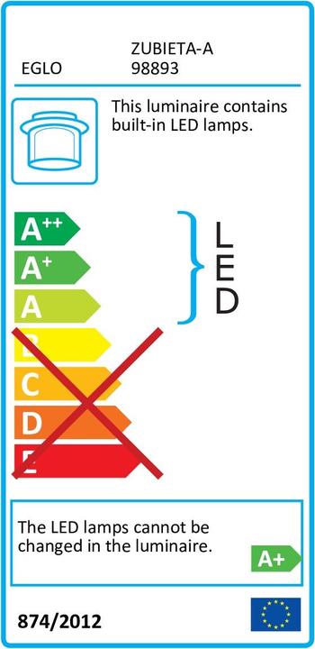 Label énergétique EGLO Plafonnier ZUBIETA-A 36 W, blanc (3700 lm)