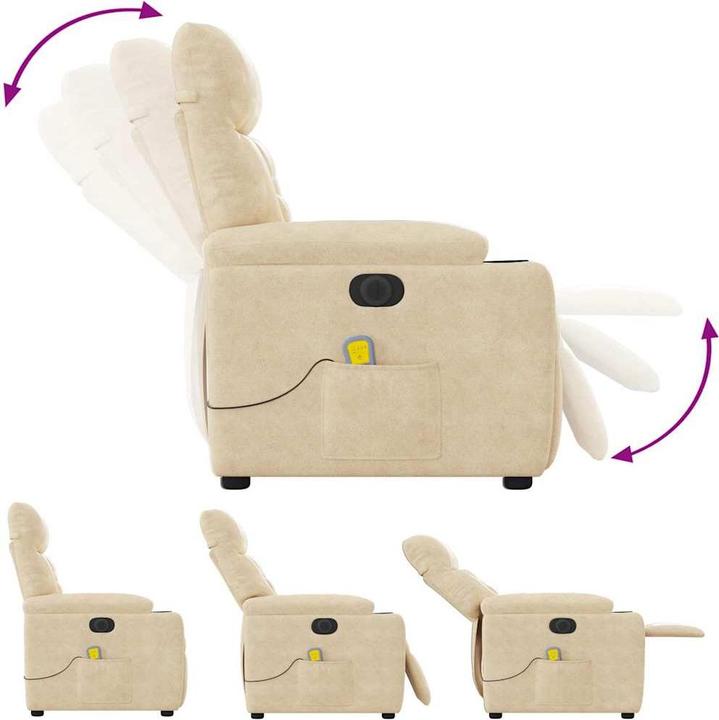 Produktbild VidaXL Massagesessel Elektrisch Creme Mikrofasergewebe Massagestuhl Sessel