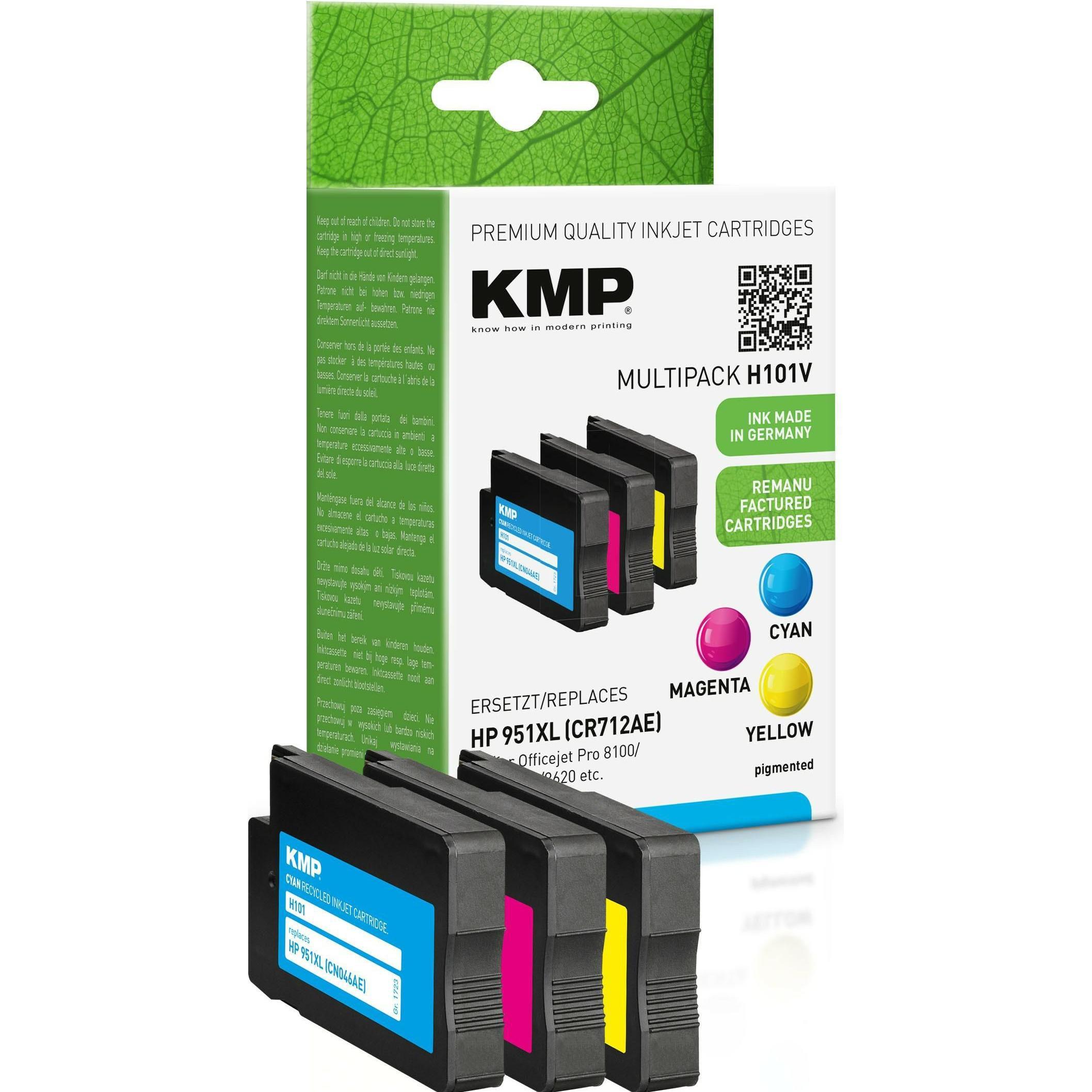 KMP, Druckerpatrone, Tinte ersetzt HP951XL (CR712AE) (M, Y, C)
