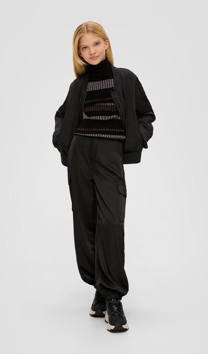 Produktbild s.Oliver Indoor-Jacke Satin-Blouson mit Raffung (L)