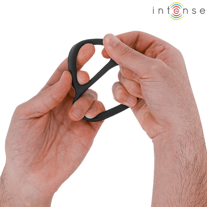 Actual product image Intense Bobby Double Silicone Penis Ring Black (11 cm)