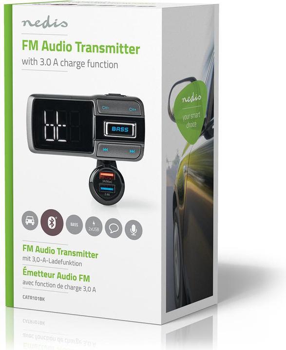 Immagine prodotto Nedis Trasmettitore FM per auto a collo d'oca Vivavoce con schermo a LED da 2,0" Bluetooth® QC 3.0 /