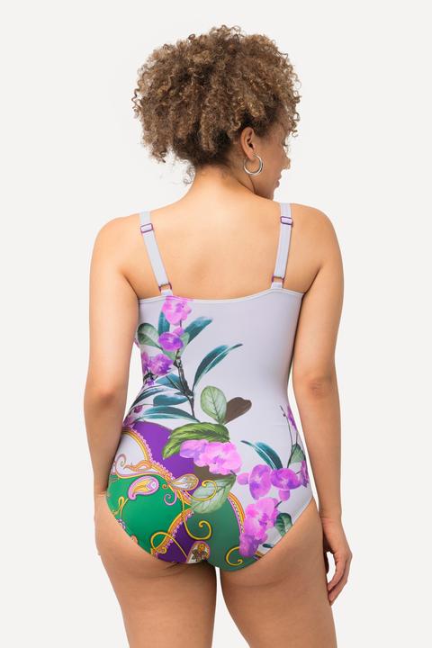 Image du produit Ulla Popken Maillot de bain à bonnets moulés. Matière recyclée et motif orchidée (60)