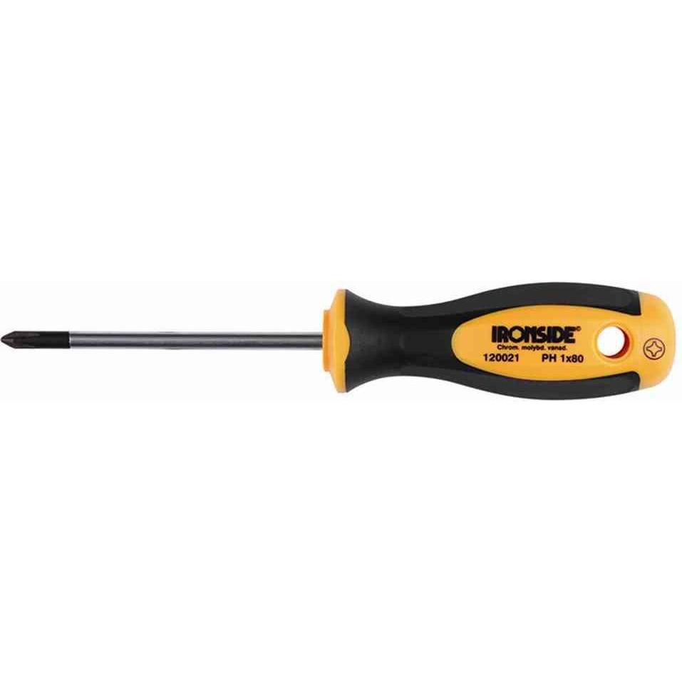 Ironside, Schraubenzieher, 120033 Werkstattschraubendreher PZ 2 x100 2-Komponenten-Griff Chrom-Vanadium-Stahl