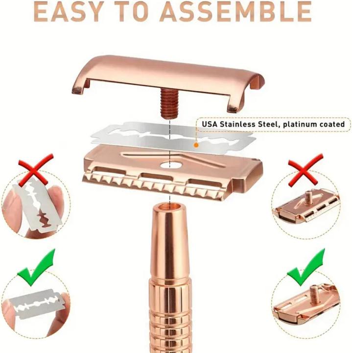 Actual product image Jerbat Rasierhobel Roségold mit 10 Klingen