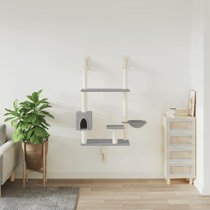 Produktbild vidaXL Kratzbaum Wandmontage (153 cm, Hellgrau)