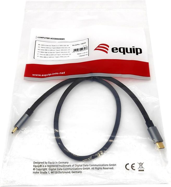 Produktbild equip USB Kabel 3.2 C -> C St/St (0.50 m, USB 3.2 Gen 2x2, 100 W)