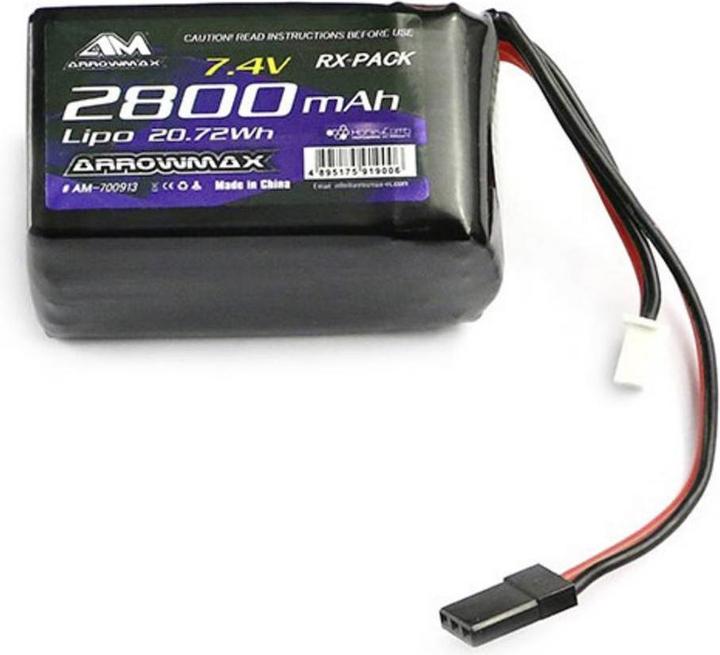 Actual product image Arrowmax Lipo Pack 2800mAh 2S RX 7.4V Hump Pack (7.40 V, 2800 mAh)
