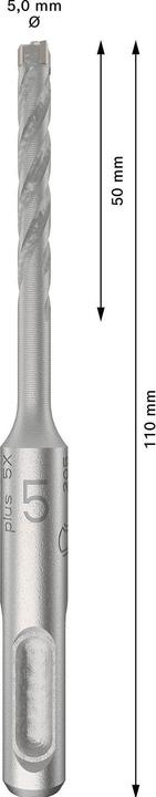 Productafbeelding Bosch Professional Zubehör PRO SDS plus-5X hamerboor, 5 x 50 x 110 mm (5 millimeter)