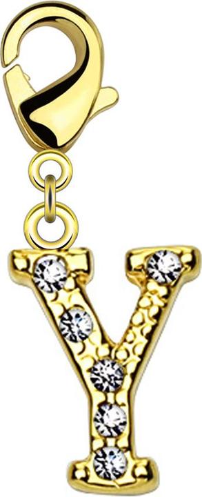 Image du produit Star Piercing Pendentif 14k doré avec cristal lettre Y (Laiton)