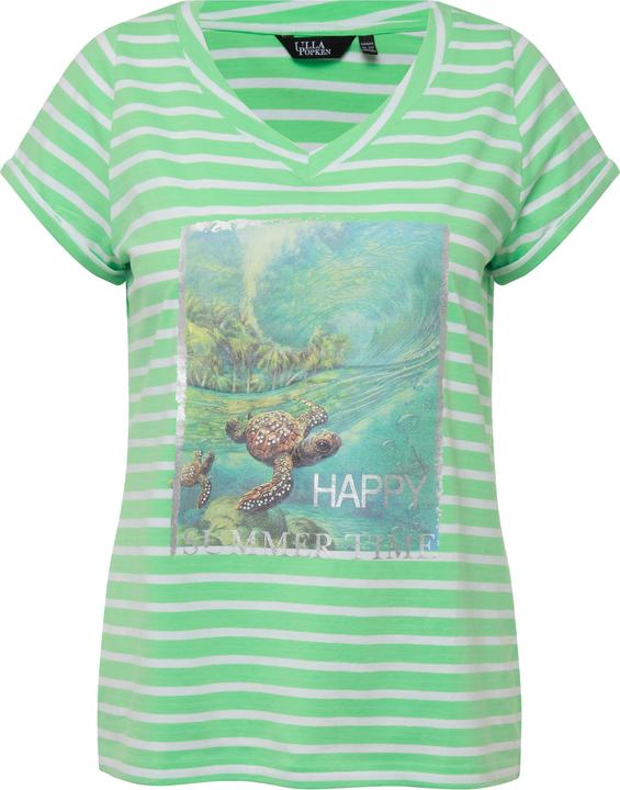 Immagine prodotto Ulla Popken Maglia a righe con tartaruga, scollo a girocollo e mezze maniche (46, 48)