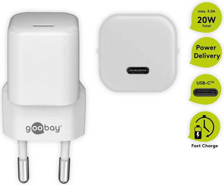 Actual product image Goobay USB-C Nano fast charger (20 W)
