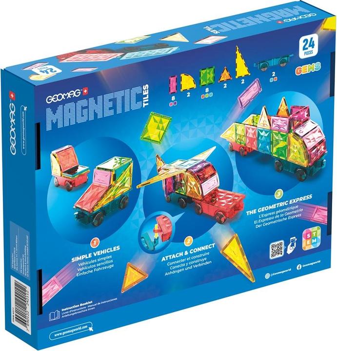 Productafbeelding Geomag Magnetic Tiles Gems Vehicles