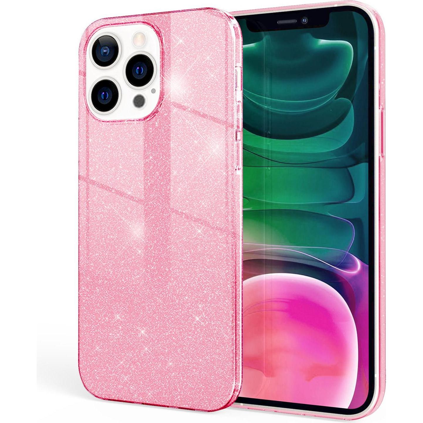 Thumbnail - Nalia Glitzer Handyhülle (Apple iPhone 13 Pro), Smartphone Hülle, Pink