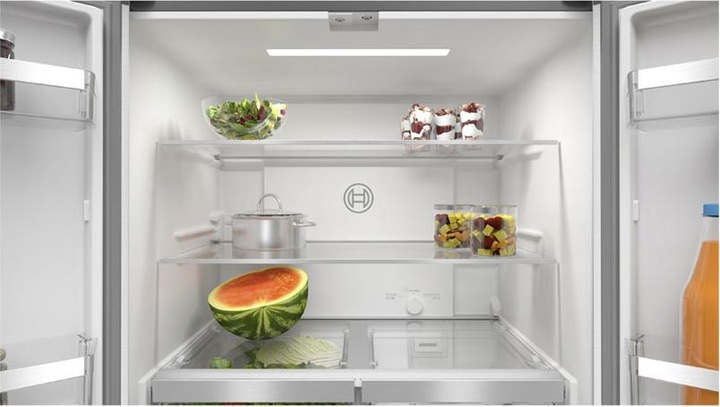 Actual product image Bosch Hausgeräte Series 4, Multi-door fridge-freezer, glass front, 189.5 x 85.5 cm, grey, KMC85LEEA (547 l)