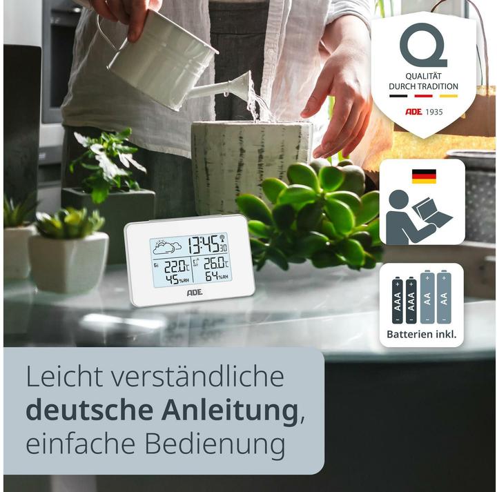 Image du produit ADE Wetterstation mit Funk-Aussensensor Weiss, Funktionen